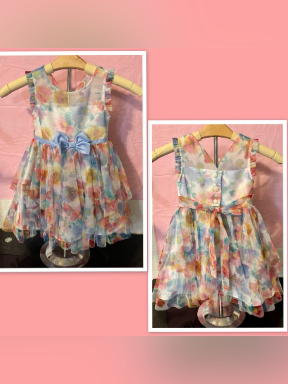 Jona Michelle Girls’ Dress ~ A Multi-Color Floral Pattern ~ Size 2T